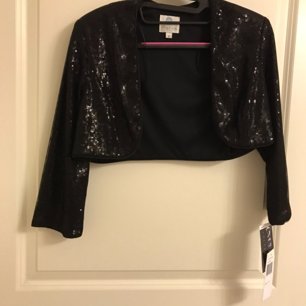 Patra Black Sequin Evening Capelet